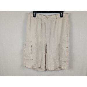 Tommy Bahama Relax Linen Cargo Shorts Beige/Tan Men's Size Medium